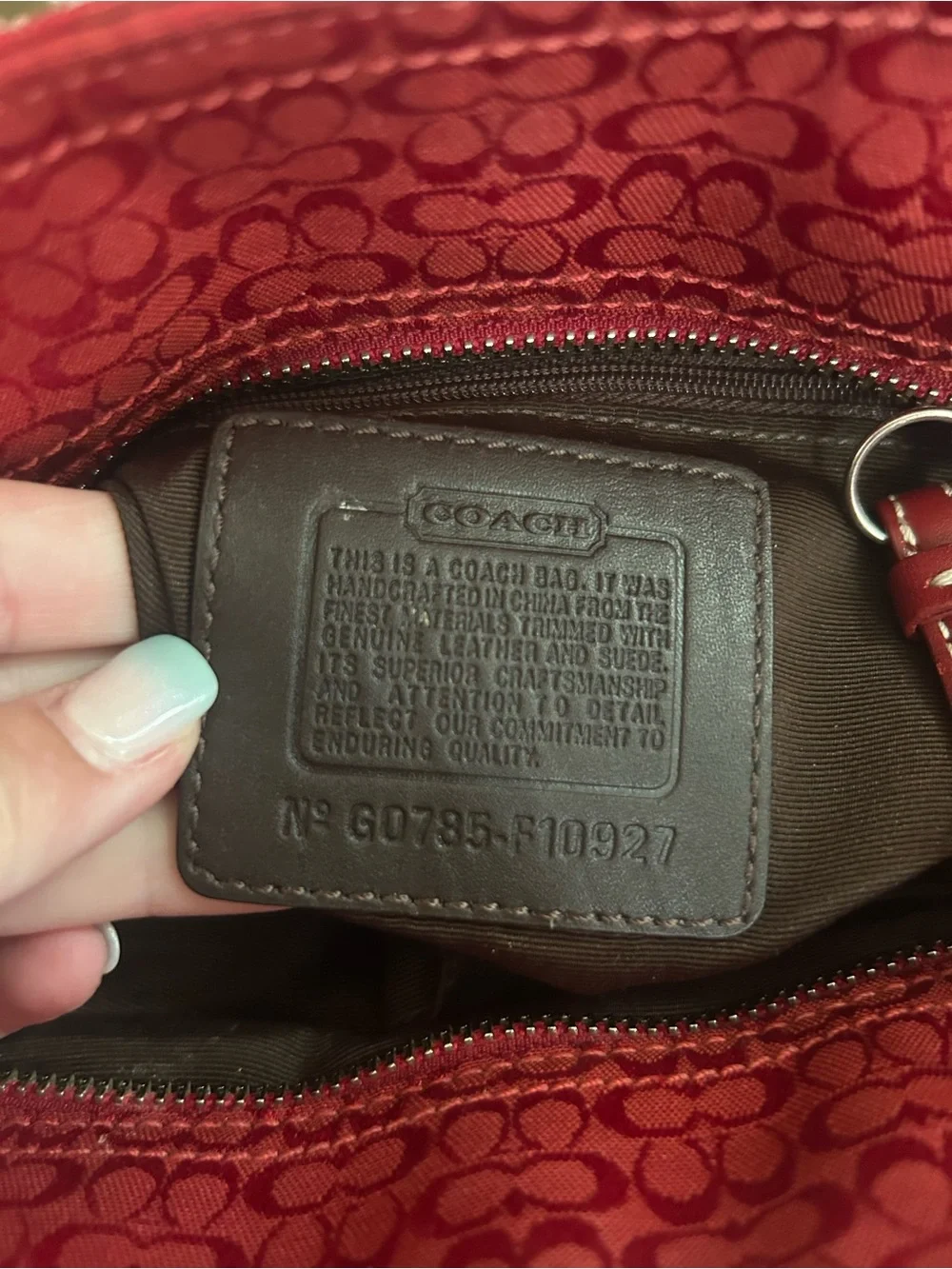 Y2K Vintage 2007 Coach SoHo Cherry Red Canvas Signature C Logo Tote Shoulder Bag